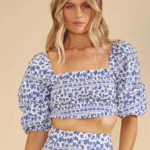 NWT Minkpink Ithica Shirred Top